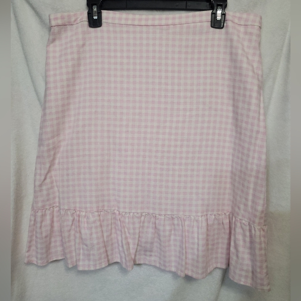 Draper James RSVP Pink Gingham Skirt Size 16 Powder Pink